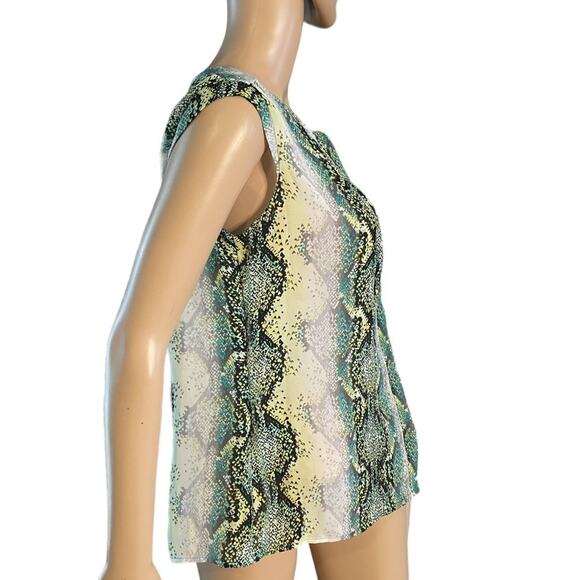 Worthington Sleeveless Blouse Womens P/M Green Snake Skin Print Casual - Picture 3 of 11